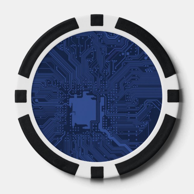 Lot De Jeton De Poker Motif de carte mère Geek bleu (Recto)