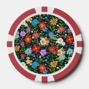 Lot De Jeton De Poker Motif de fleurs sans soudure Ditsy-13554