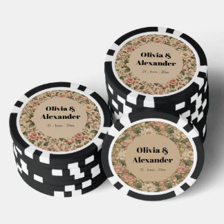 Lot De Jeton De Poker Motif de jardin de pivoine et de rose romantique v