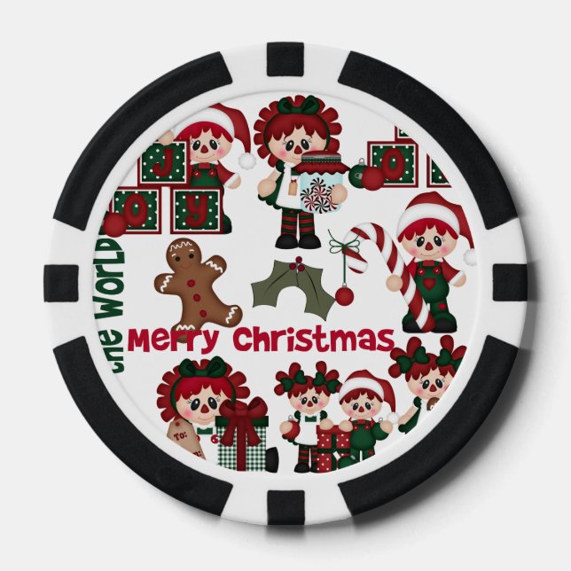 Lot De Jeton De Poker Motif de poupée de Noël rétro (Recto)