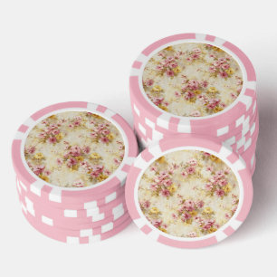 Lot De Jeton De Poker Motif floral à l'aquarelle vintage