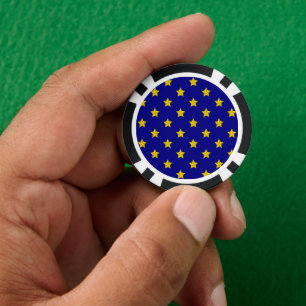 Lot De Jeton De Poker Motif Gold Stars, Bleu Marine, Exclusive