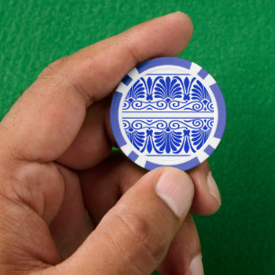 Lot De Jeton De Poker Motif grec méditerranéen bleu