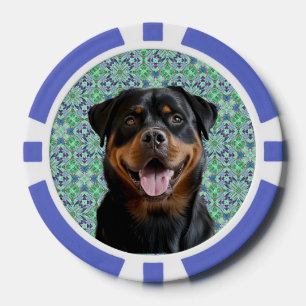 Lot De Jeton De Poker Motif Mandala Vert Photo de Chien Personnalisé