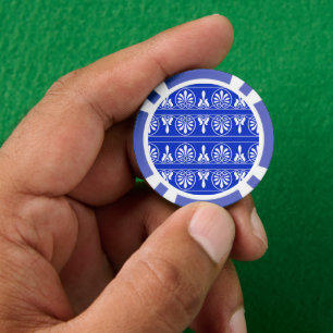 Lot De Jeton De Poker Motif méditerranéen grec Arabesque bleu