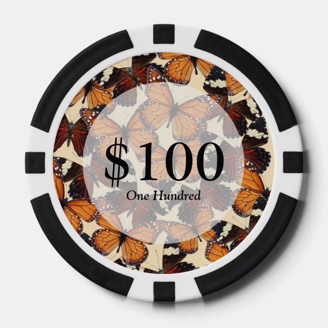 Lot De Jeton De Poker motif papillon Brown (Recto)
