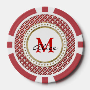 Lot De Jeton De Poker Motif Red White Elegant Cercles Abstraits