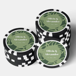 Lot De Jeton De Poker Motif sans couture de corail floral abstrait vert
