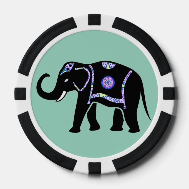 Lot De Jeton De Poker Motifs décoratifs abstraits d'éléphant animal (Recto)