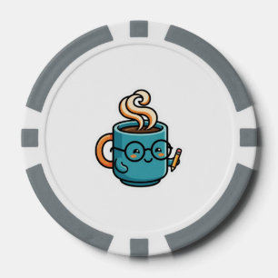 Lot De Jeton De Poker Mug à café Kawaii mignon portant des lunettes de l