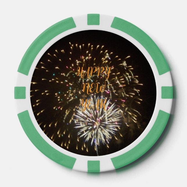 Lot De Jeton De Poker New Year Eve Party Decoration / Favor - Fireworks (Recto)