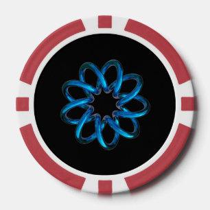 Lot De Jeton De Poker Noeud en métal bleu
