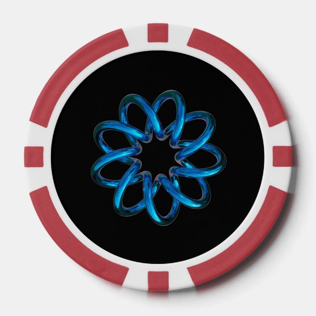 Lot De Jeton De Poker Noeud en métal bleu (Recto)