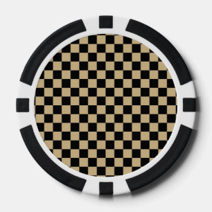 Lot De Jeton De Poker Noir et carreaux brun clair