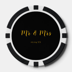 Lot De Jeton De Poker Noir personnalisé avec Jaune Mr & Mrs.