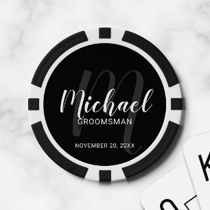 Lot De Jeton De Poker Noir Script moderne Groomsmen personnalisé