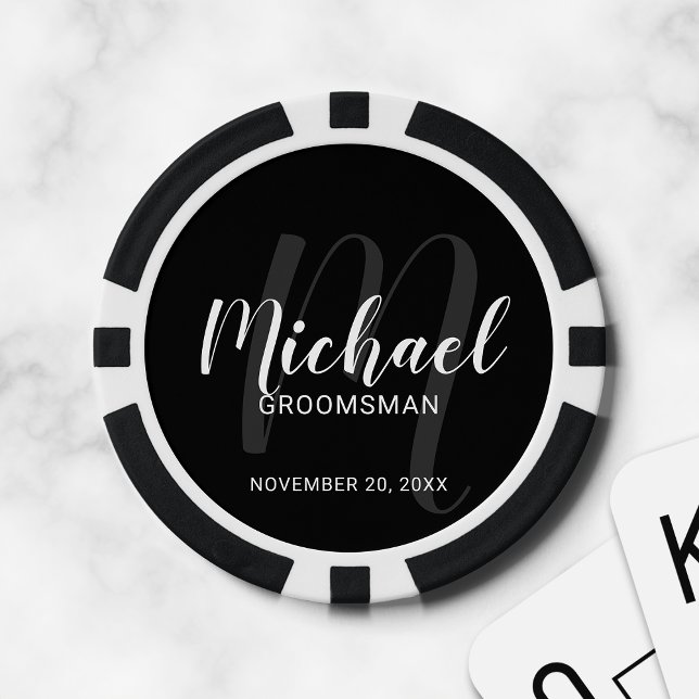 Lot De Jeton De Poker Noir Script moderne Groomsmen personnalisé (Créateur téléchargé)