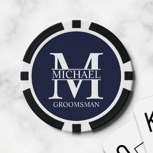 Lot De Jeton De Poker Nom et monogramme du Groomsman personnalisé