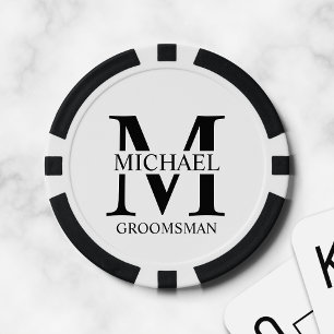 Lot De Jeton De Poker Nom et monogramme du Groomsman personnalisé