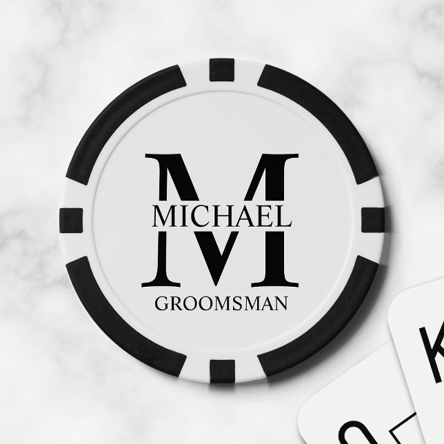 Lot De Jeton De Poker Nom et monogramme du Groomsman personnalisé (Créateur téléchargé)