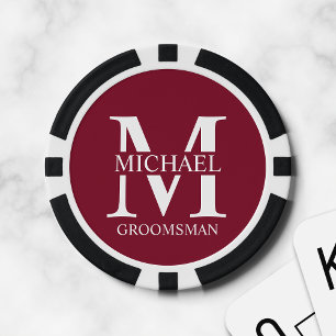 Lot De Jeton De Poker Nom et monogramme du Groomsman personnalisé
