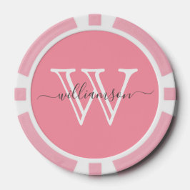Lot De Jeton De Poker Nom minimal rose élégant et monogramme