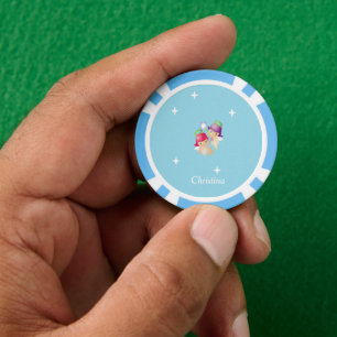 Lot De Jeton De Poker Nom personnalisé mignon anges sur bleu