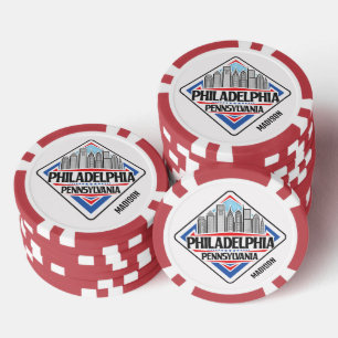 Lot De Jeton De Poker Nom personnalisé Philadelphia Pennsylvanie