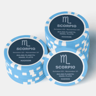 Lot De Jeton De Poker Nom personnalisé / Scorpion du symbole zodiaque du