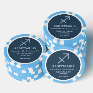 Lot De Jeton De Poker Nom personnalisé / Texte Symbole zodiaque Sagittar