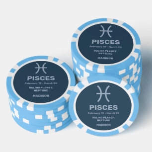Lot De Jeton De Poker Nom personnalisé / Texte Zodiac Signes Poissons