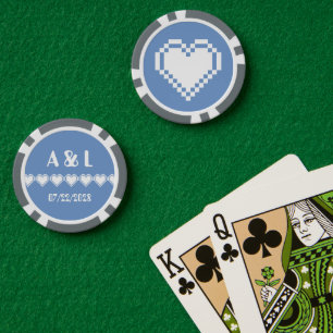 Lot De Jeton De Poker Nos Coeurs 8 bits en Périwinkle
