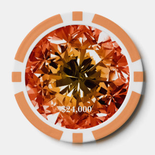Lot De Jeton De Poker Orange Topaz Citrine Filtre Diamant Gem Pierre