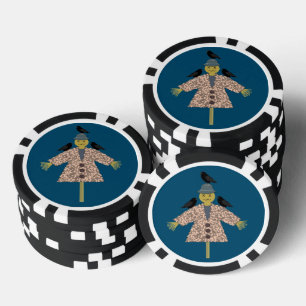 Lot De Jeton De Poker Paille d'Halloween Scarecrow et Ravens