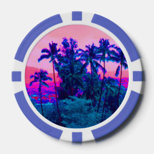 Lot De Jeton De Poker Palmiers hawaïens cool Neon