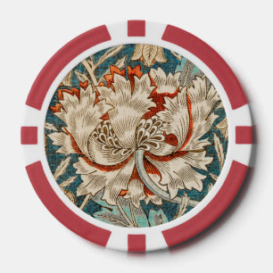 Lot De Jeton De Poker Papier peint floral Morris Teal Blue Honeysuckle