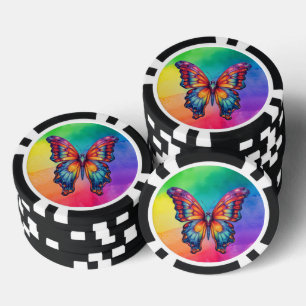 Lot De Jeton De Poker Papillon Bleu Orange Ailes