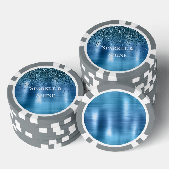 Lot De Jeton De Poker Parties scintillant métallique bleu Aqua (Empiler)