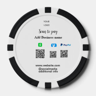 Lot De Jeton De Poker Paypal Cashapp venmo scan pour payer QR ajouter en