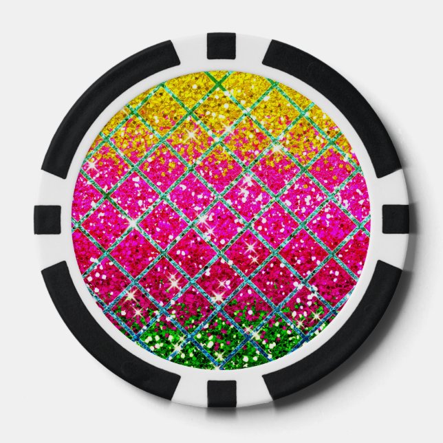 Lot De Jeton De Poker Peau de serpent rose de scintillement (Recto)
