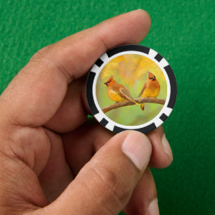 Lot De Jeton De Poker Peinture à cire de cèdre - Mignonne Oiseau Sauvage
