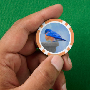 Lot De Jeton De Poker Peinture Bluebird - Art original pour oiseaux