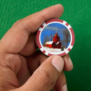 Lot De Jeton De Poker Peinture de phare rouge - Art original