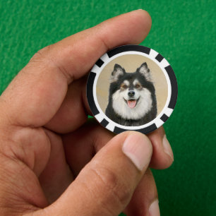 Lot De Jeton De Poker Peinture Lapphund Finlandaise - Joli art original