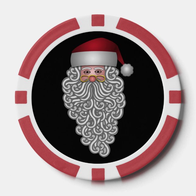 Lot De Jeton De Poker Père Noël festive avec barbe bouclée (Recto)