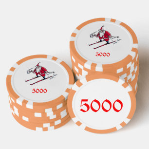 Lot De Jeton De Poker Père Noël Skiing orange 5000 puce de poker rayé