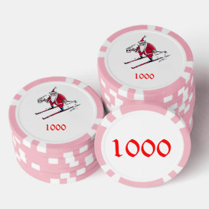 Lot De Jeton De Poker Père Noël Skiing rose 1000 puce de poker rayé