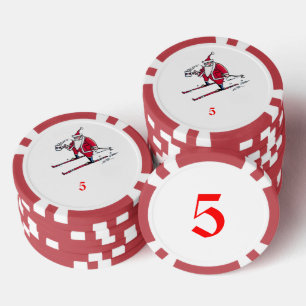 Lot De Jeton De Poker Père Noël Skiing rouge 5 puce de poker rayé