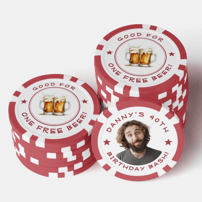 Lot De Jeton De Poker Personalized Funny Photo Good For One Beer Bar (Empiler)