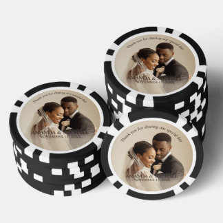 Lot De Jeton De Poker Personalized Photo Favor with Names & Wedding Date